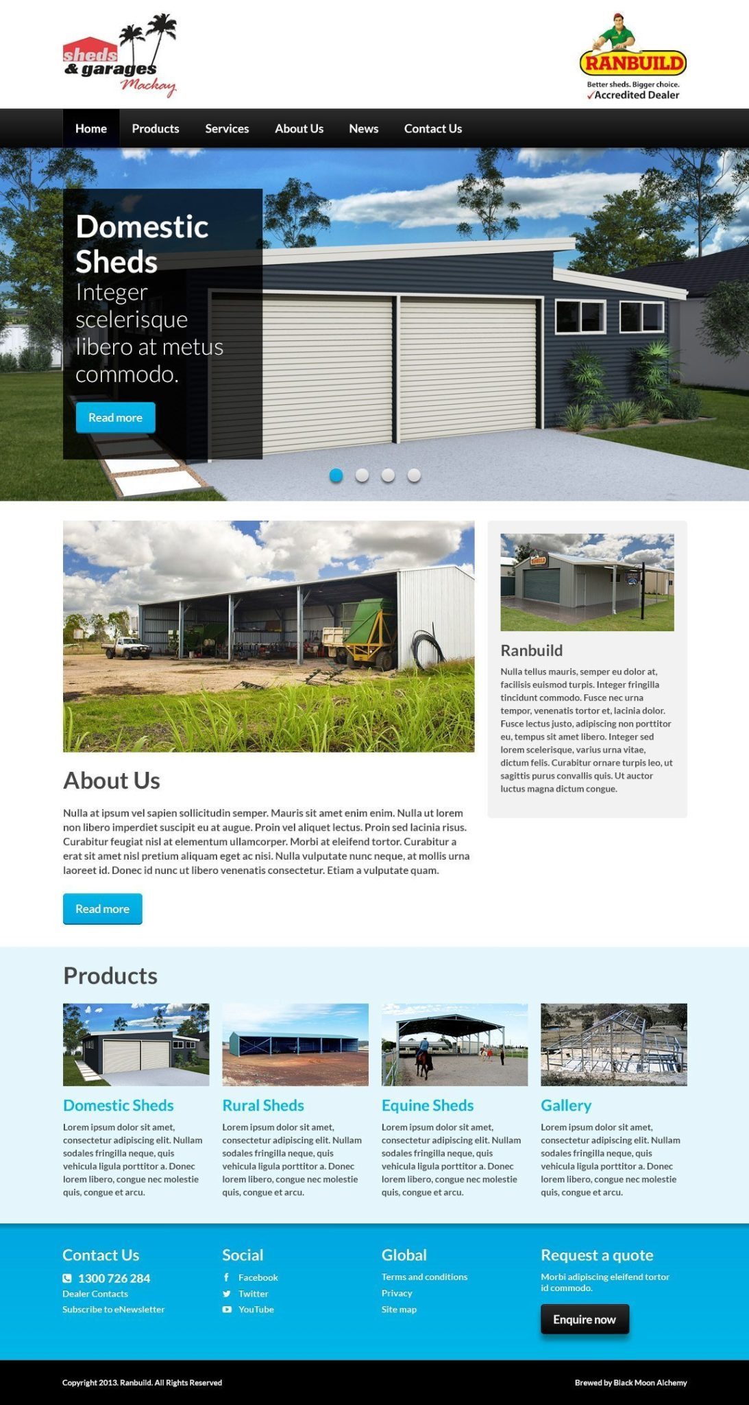 Ranbuild Dealers Website Homepage