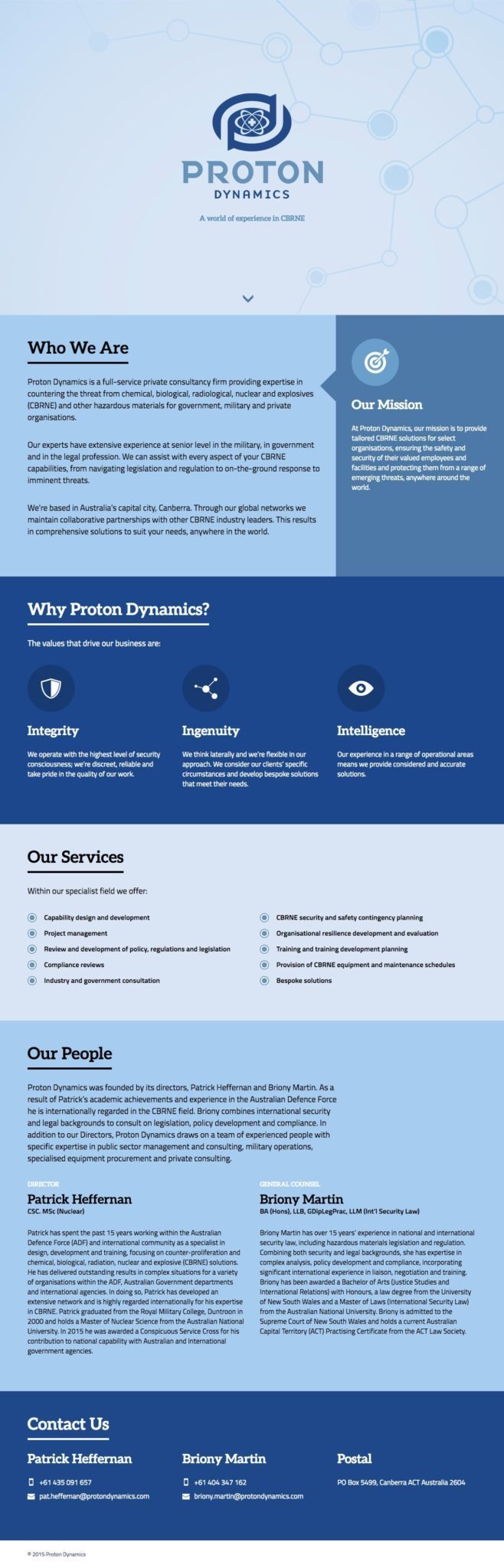 Proton Dynamics Website Homepage