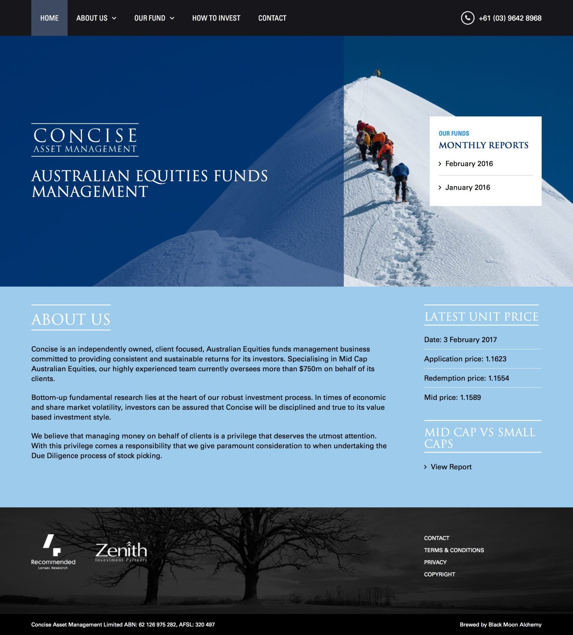Concise Asset Management Website Homepage
